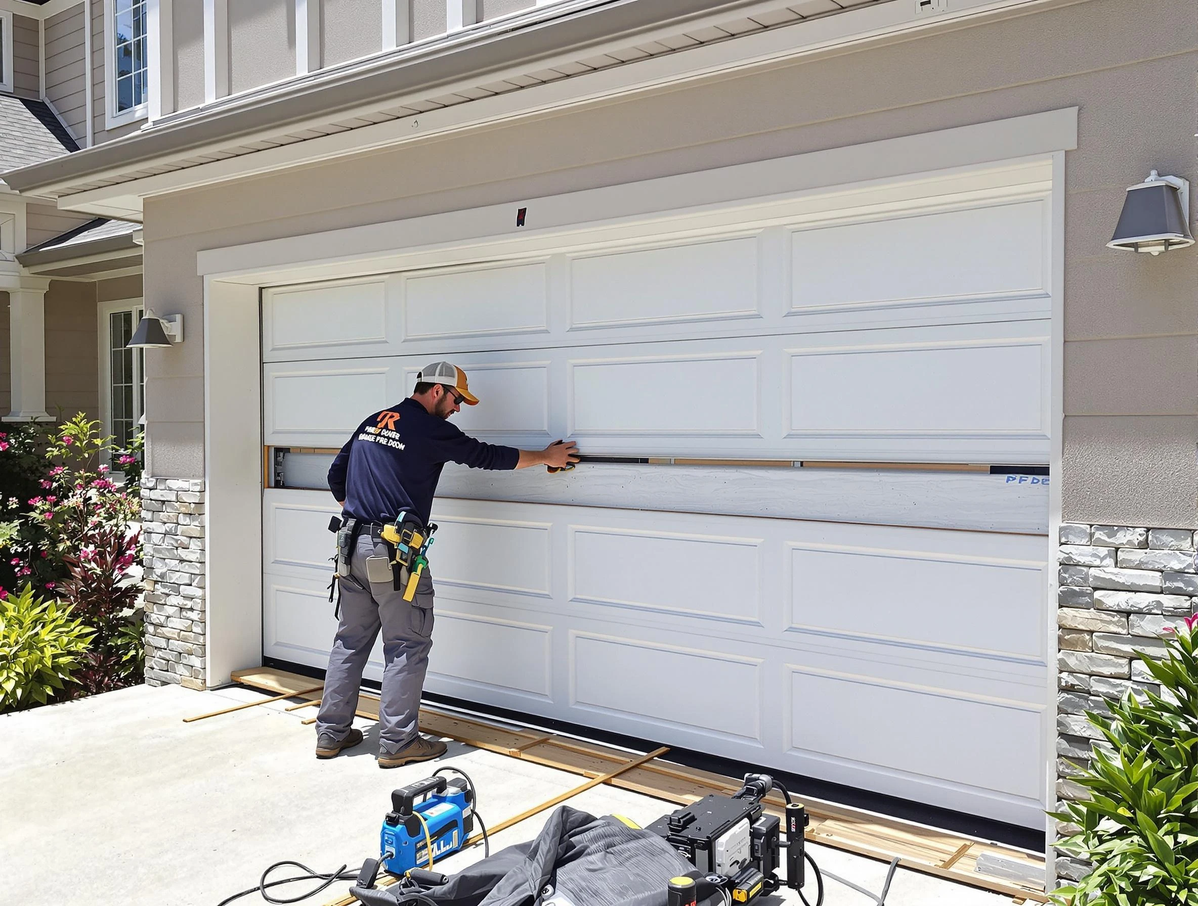 Ashland Garage Door Repair team performing complete garage door replacement at Ashland residence